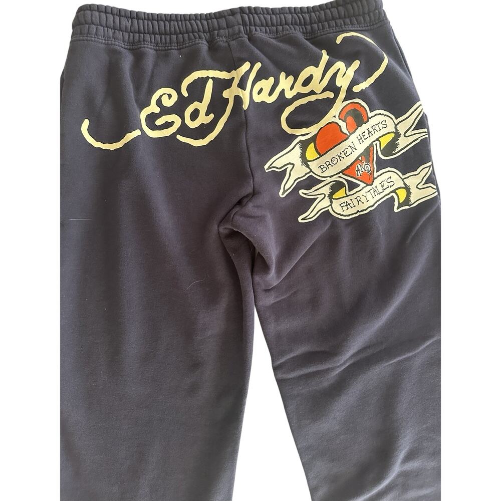 Ed Hardy Sweatpants Womens XLarge Navy Pants Y2K Streetwear Wide Leg Lounge Ink - Picture 8 of 8